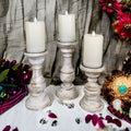 Pillar Candle Holders Set of 3 ~ 7" to 10.5" Tall | Farmhouse World