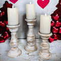 Pillar Candle Holders Set of 3 ~ 7" to 10.5" Tall | Farmhouse World