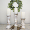 Pillar Candle Holders Set of 3 ~ 7" to 10.5" Tall | Farmhouse World