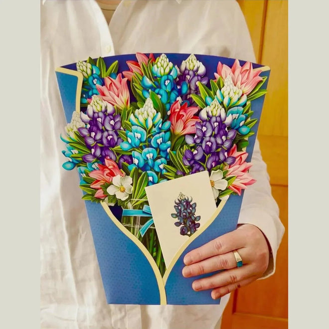 Pop-Up Flower Bouquet Greeting Card - Blue Bonnet | Farmhouse World