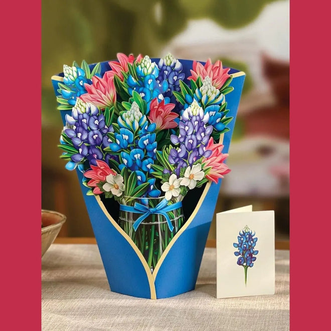 Pop-Up Flower Bouquet Greeting Card - Blue Bonnet | Farmhouse World