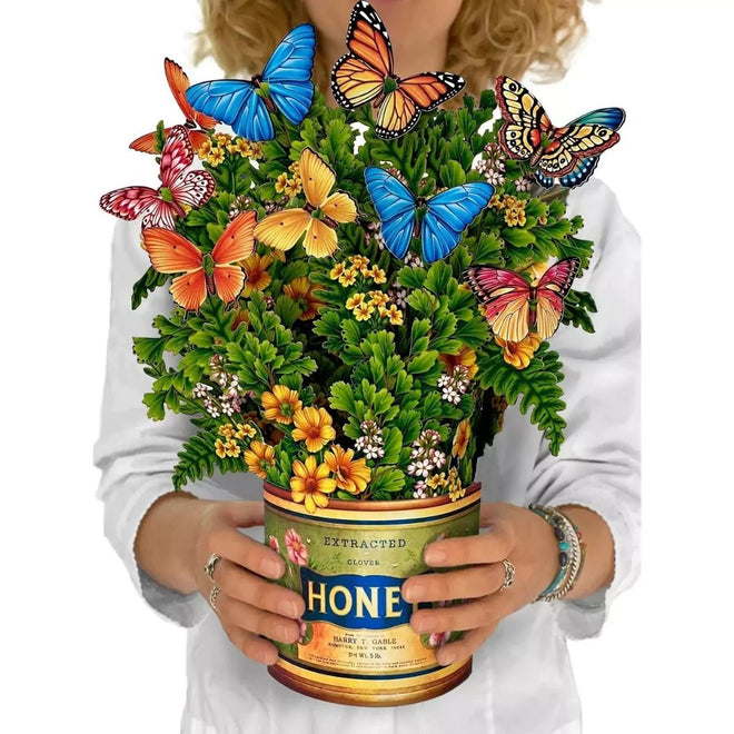 Pop-Up Flower Bouquet Greeting Card - Butterflies | Farmhouse World