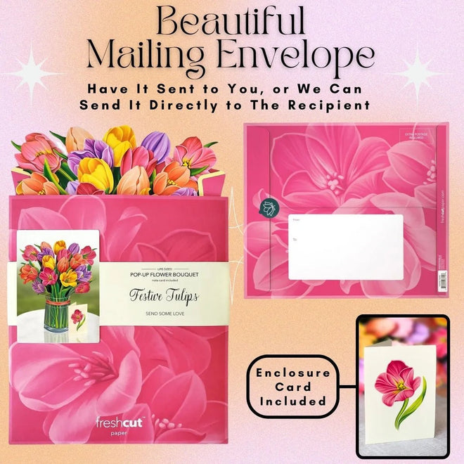 Pop-Up Flower Bouquet Greeting Card - Festive Tulips | Farmhouse World