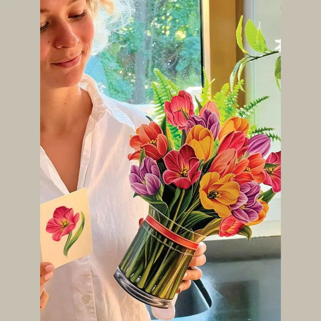 Pop-Up Flower Bouquet Greeting Card - Festive Tulips | Farmhouse World