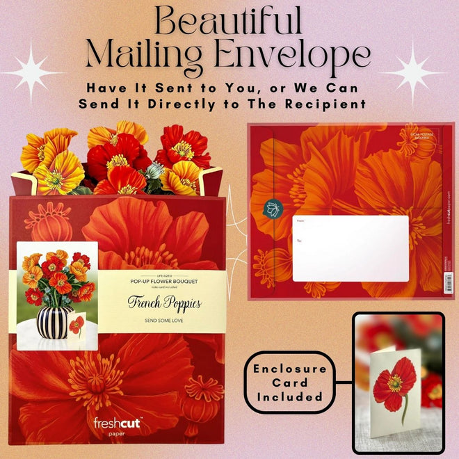 Pop-Up Flower Bouquet Greeting Card - French Poppies | Farmhouse World