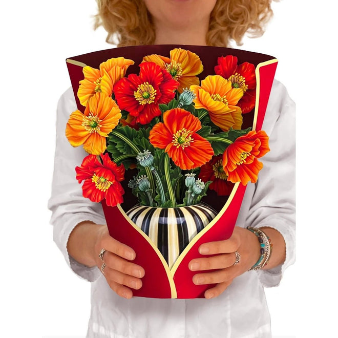Pop-Up Flower Bouquet Greeting Card - French Poppies | Farmhouse World