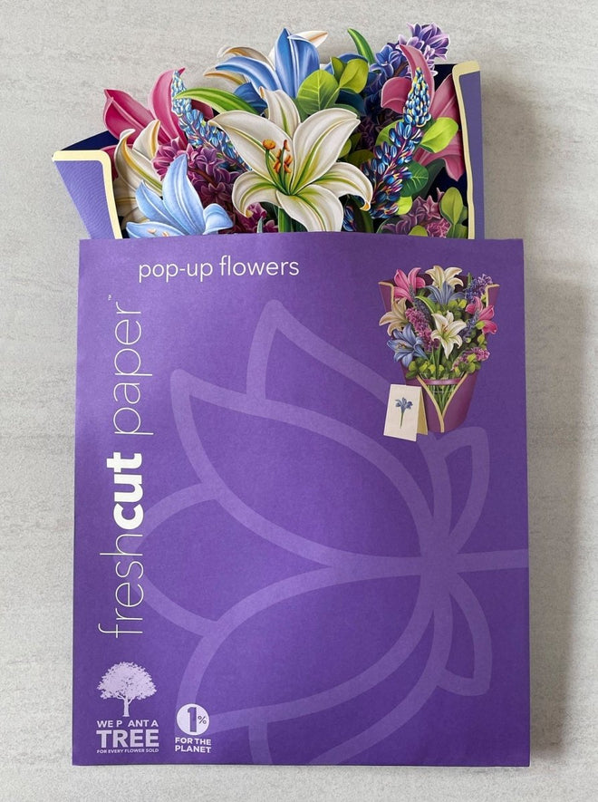 Pop-Up Flower Bouquet Greeting Card - Lilies & Lupines | Farmhouse World