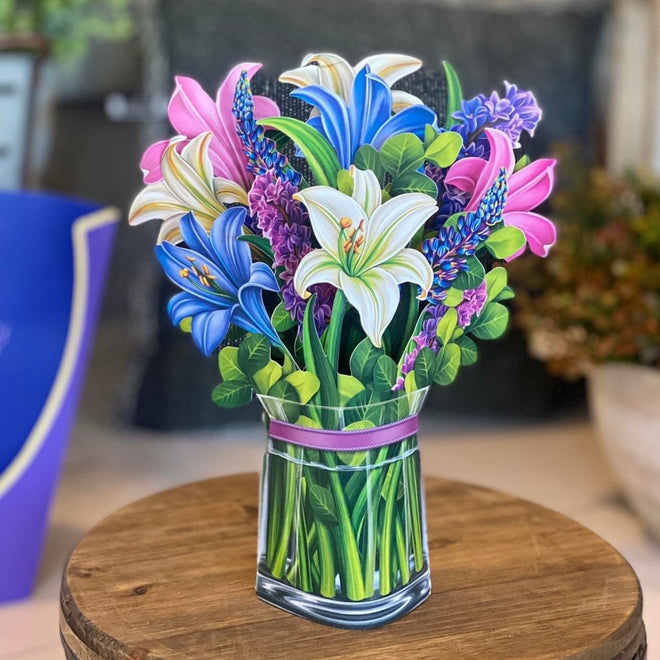 Pop-Up Flower Bouquet Greeting Card - Lilies & Lupines | Farmhouse World