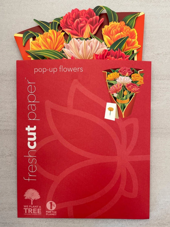 Pop-Up Flower Bouquet Greeting Card - Murillo Tulips | Farmhouse World