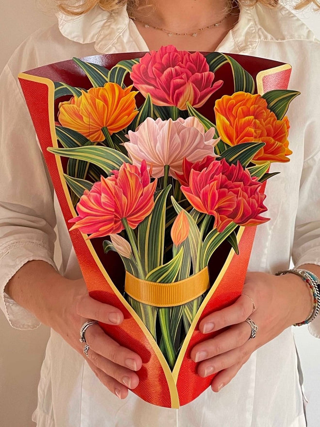Pop-Up Flower Bouquet Greeting Card - Murillo Tulips | Farmhouse World