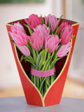 Pop-Up Flower Bouquet Greeting Card - Pink Tulips | Farmhouse World