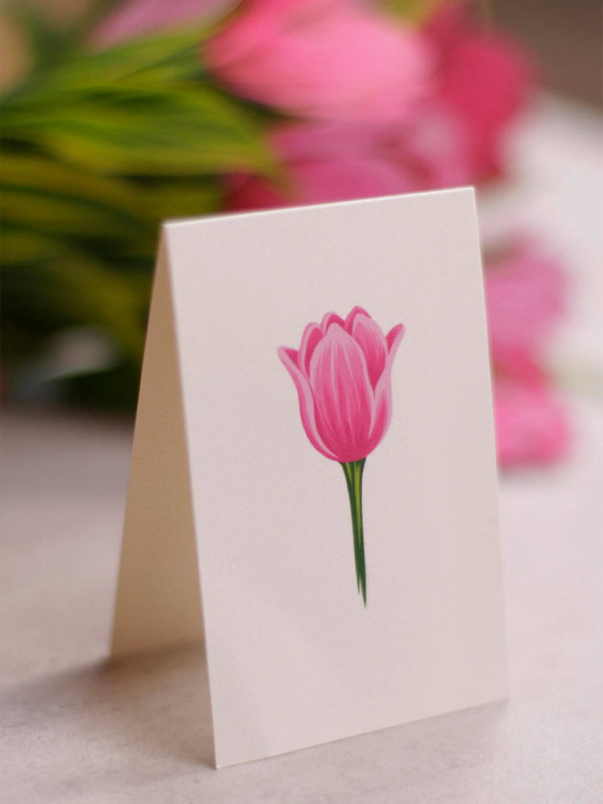 Pop-Up Flower Bouquet Greeting Card - Pink Tulips | Farmhouse World
