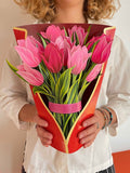 Pop-Up Flower Bouquet Greeting Card - Pink Tulips | Farmhouse World