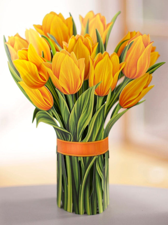 Pop-Up Flower Bouquet Greeting Card - Yellow Tulips | Farmhouse World
