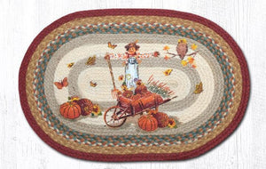 Pumpkin Celebration braided oval jute rug