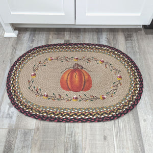 Pumpkin oval jute rug in farmhouse kitchen
