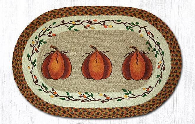 Pumpkin Oval Rugs - Handwoven with 100% Natural Jute and Hand-Stenciled | Farmhouse World