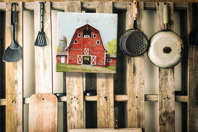 Red Barn Gallery Wrapped Canvas Art - 5" to 48" Sizes | Farmhouse World
