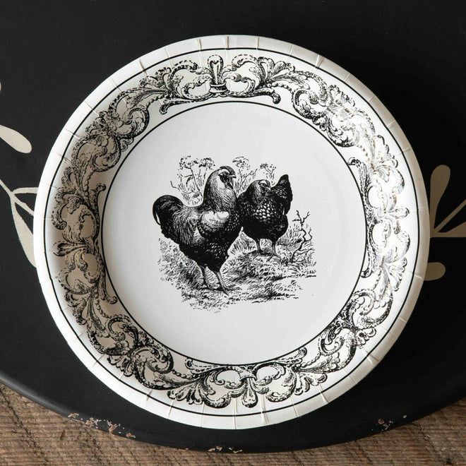 Rooster Paper Plates - 10" Dinner - 16 Pack | Farmhouse World