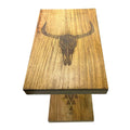 Rustic Slipper Side Table with Longhorn Skull | Farmhouse World