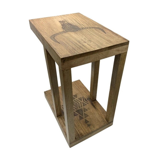 Rustic Slipper Side Table with Longhorn Skull | Farmhouse World