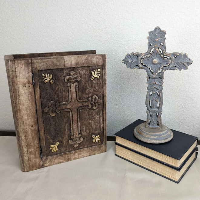 Rustic Tabletop Wooden Cross - San Miguel | Farmhouse World