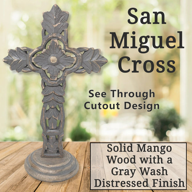 Rustic Tabletop Wooden Cross - San Miguel | Farmhouse World