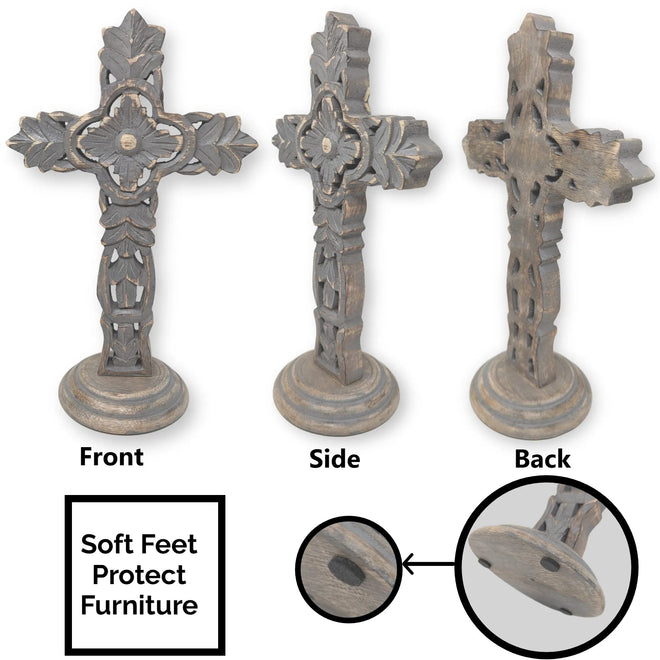 Rustic Tabletop Wooden Cross - San Miguel | Farmhouse World