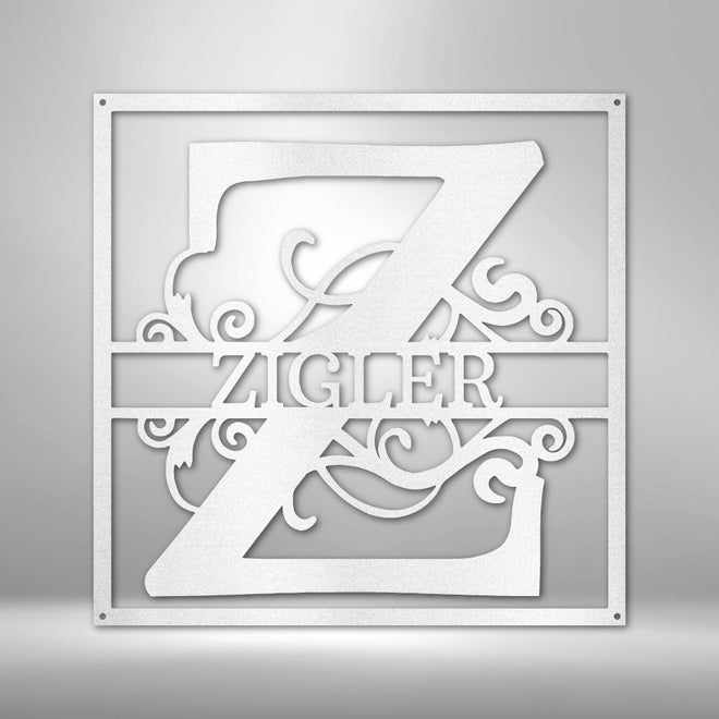 Split Square Monogram Steel Metal Sign | Farmhouse World