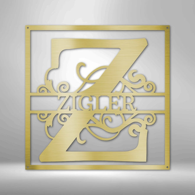 Split Square Monogram Steel Metal Sign | Farmhouse World