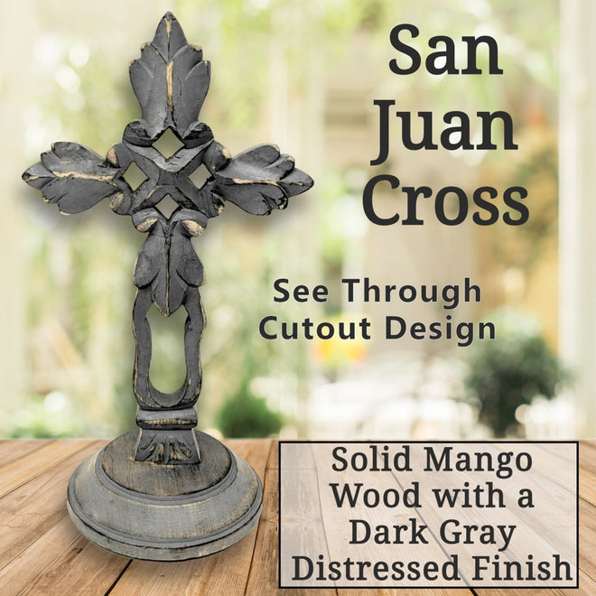 Standing Crosses for Table Decor | Handcarved Wood Cross Perfect for Christian Home Decor | Farmhouse World