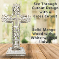 Standing Crosses for Table Decor | Handcarved Wood Cross Perfect for Christian Home Decor | Farmhouse World
