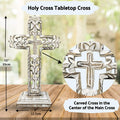 Standing Crosses for Table Decor | Handcarved Wood Cross Perfect for Christian Home Decor | Farmhouse World