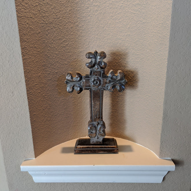Standing Crosses for Table Decor | Handcarved Wood Cross Perfect for Christian Home Decor | Farmhouse World