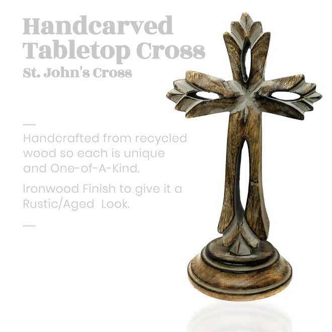 Standing Crosses for Table Decor | Handcarved Wood Cross Perfect for Christian Home Decor | Farmhouse World