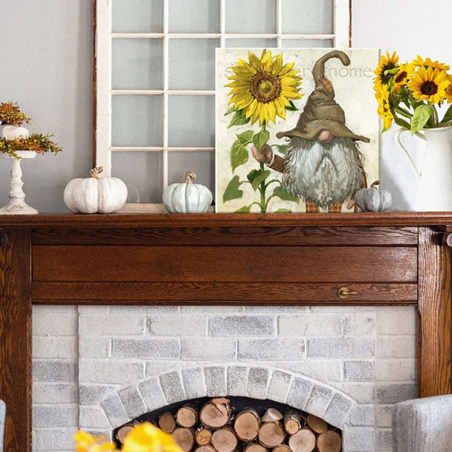Sunflower Gnome Canvas Art | Farmhouse World