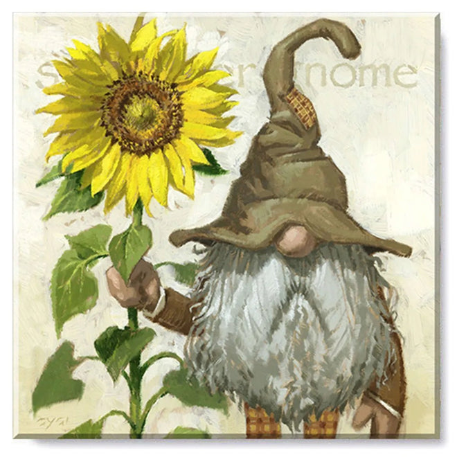 Sunflower Gnome Canvas Art | Farmhouse World