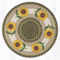 Sunflower Round Rug Handwoven with 100% Natural Jute and Hand-Stenciled 27" | Farmhouse World