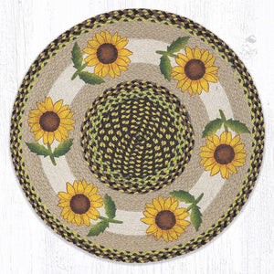 Sunflower Round Rug Handwoven with 100% Natural Jute and Hand-Stenciled 27" | Farmhouse World
