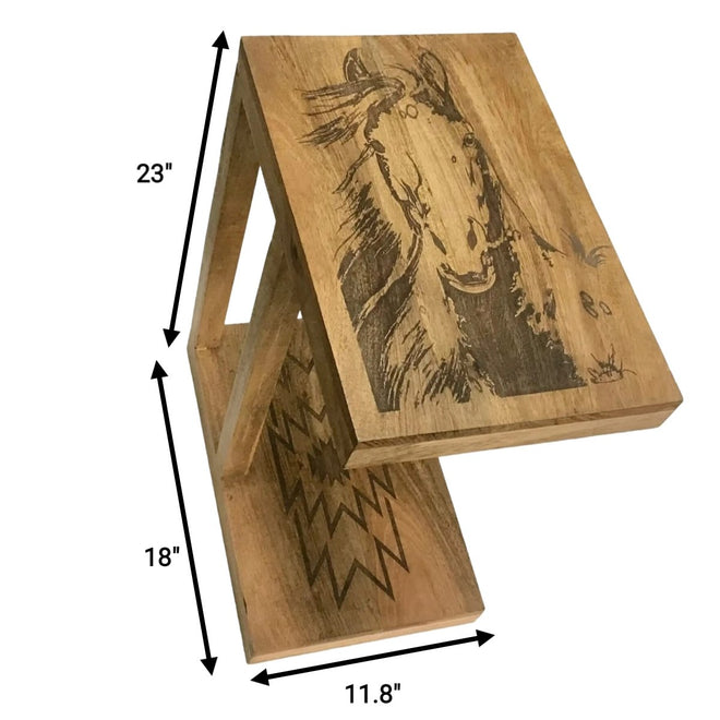Western Slipper Side Table with Horse | Farmhouse World
