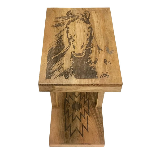 Western Slipper Side Table with Horse | Farmhouse World