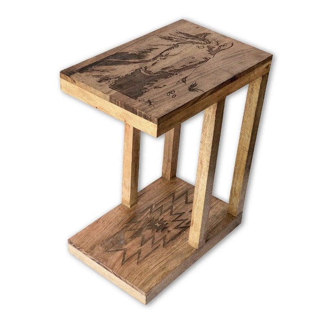 Western Slipper Side Table with Horse | Farmhouse World