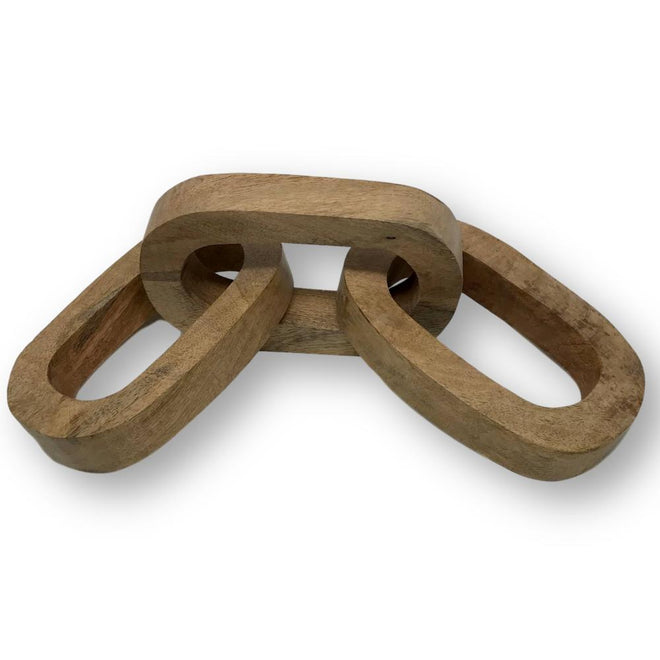 Wooden Chain Link Decor - Carved from Solid Wood and Great for Table or Desk Decor | Farmhouse World