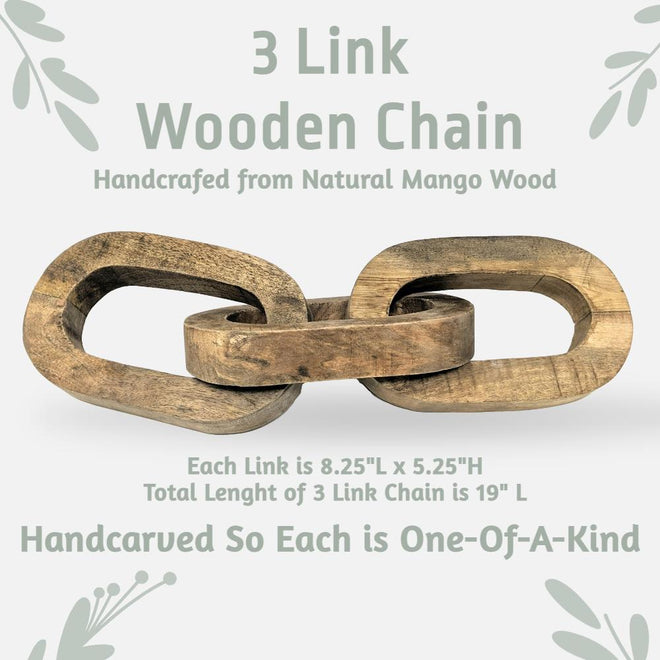 Wooden Chain Link Decor - Carved from Solid Wood and Great for Table or Desk Decor | Farmhouse World