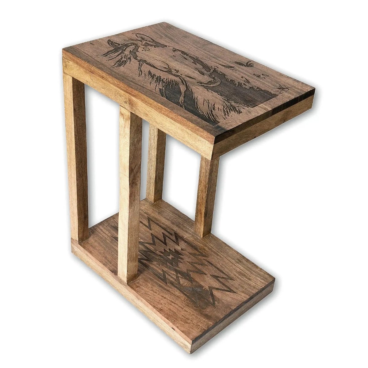 Farmhouse furniture side table with rustic wood style for country home decor
