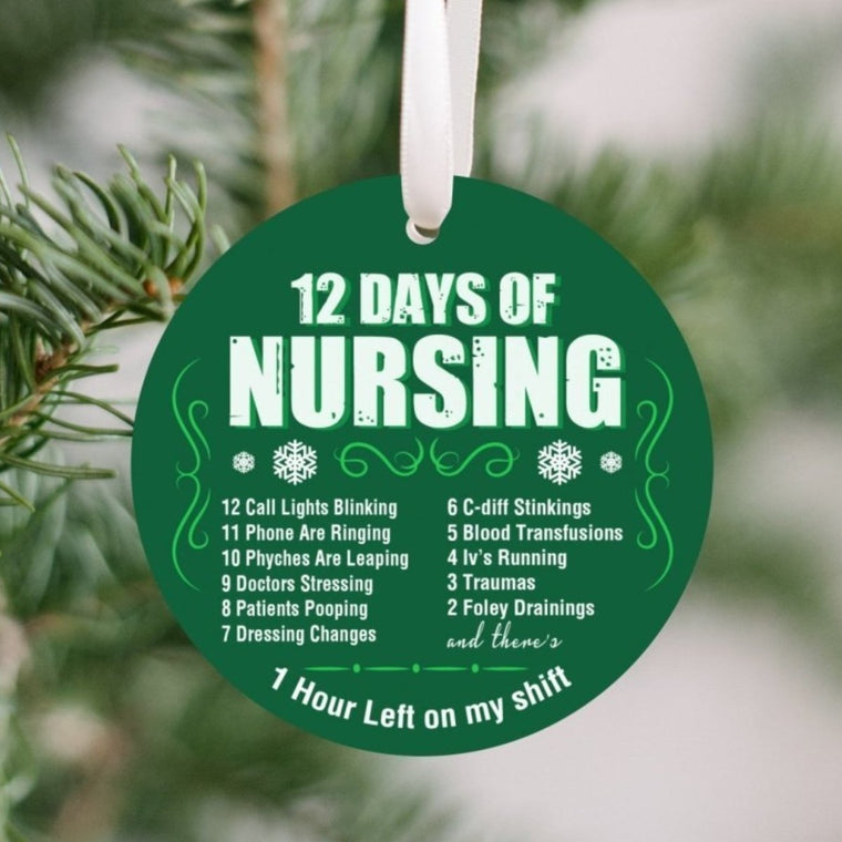 12 Days of Nursing Christmas Ornament for Nurses | Farmhouse World