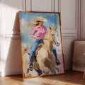Cowgirl on Horseback | Western Rodeo Wall Art