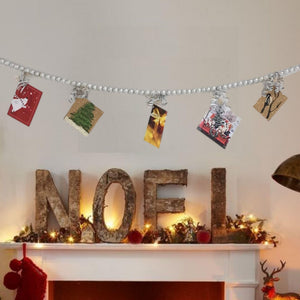 Silver Foil Boho bead garland for Christmas tree and holiday decor