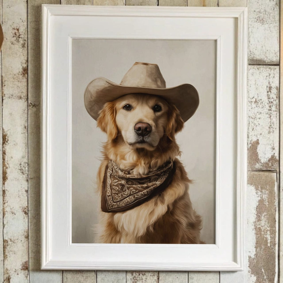 A Canine Cowboy's Bold Stance | Western Wall Art | Farmhouse World