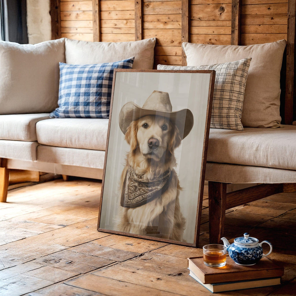 A Canine Cowboy's Bold Stance | Western Wall Art | Farmhouse World